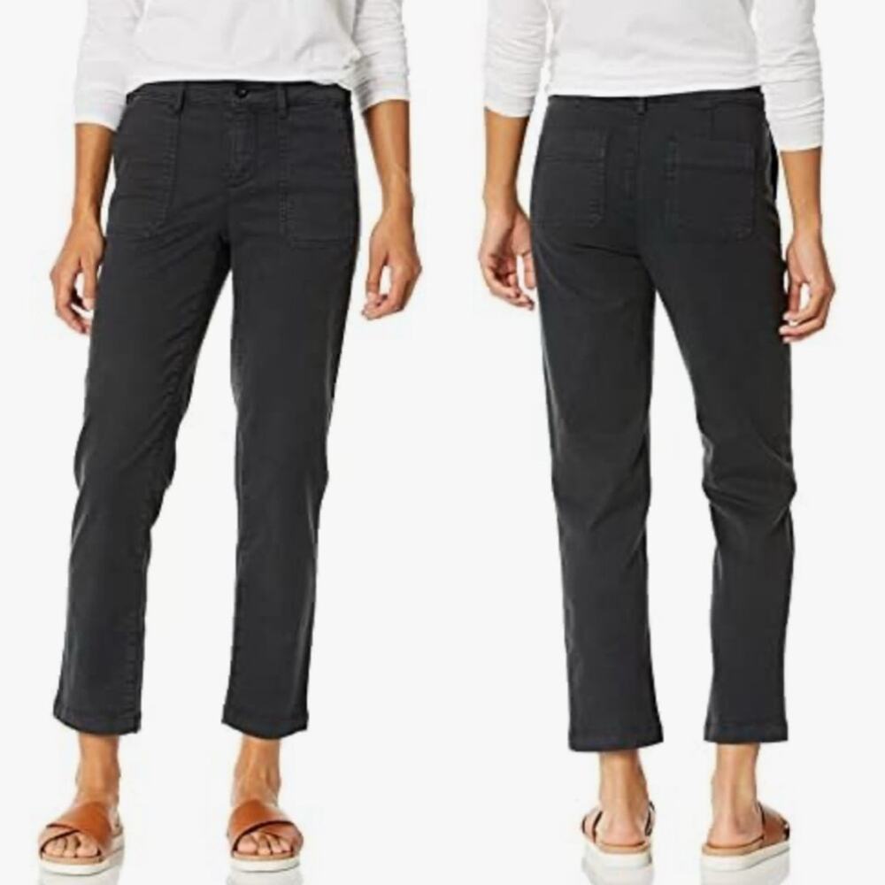 NYDJ Straight Ankle Chino Casual Pant Dark Grey/Washed Black - 6 Business Preppy
